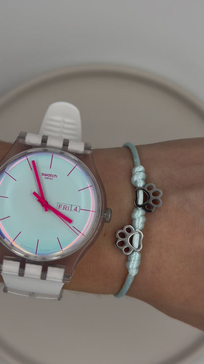 Silver Dog Mom - Personalized Paw Charm Bracelet