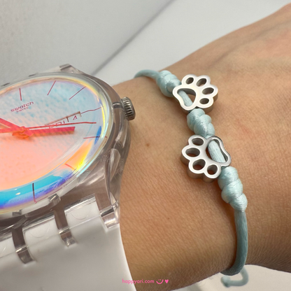 Silver Dog Mom - Personalized Paw Charm Bracelet