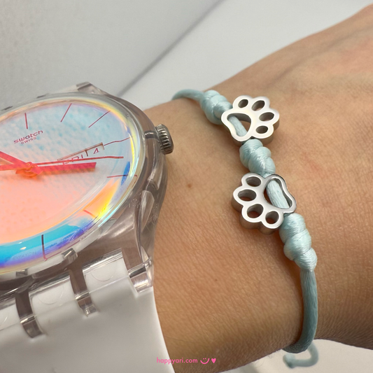 Silver Dog Mom - Personalized Paw Charm Bracelet